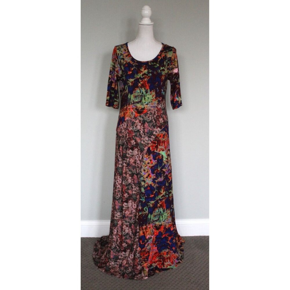 SOFT SURROUNDINGS Estelle Maxi Dress Jersey Knit Mixed Patterns, Size M Medium - Picture 3 of 13